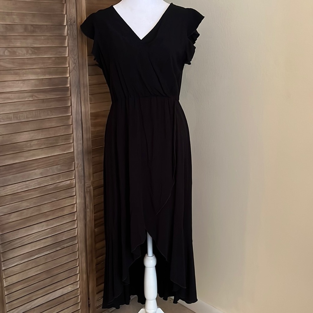 Grecerelle‎ faux wrap black dress